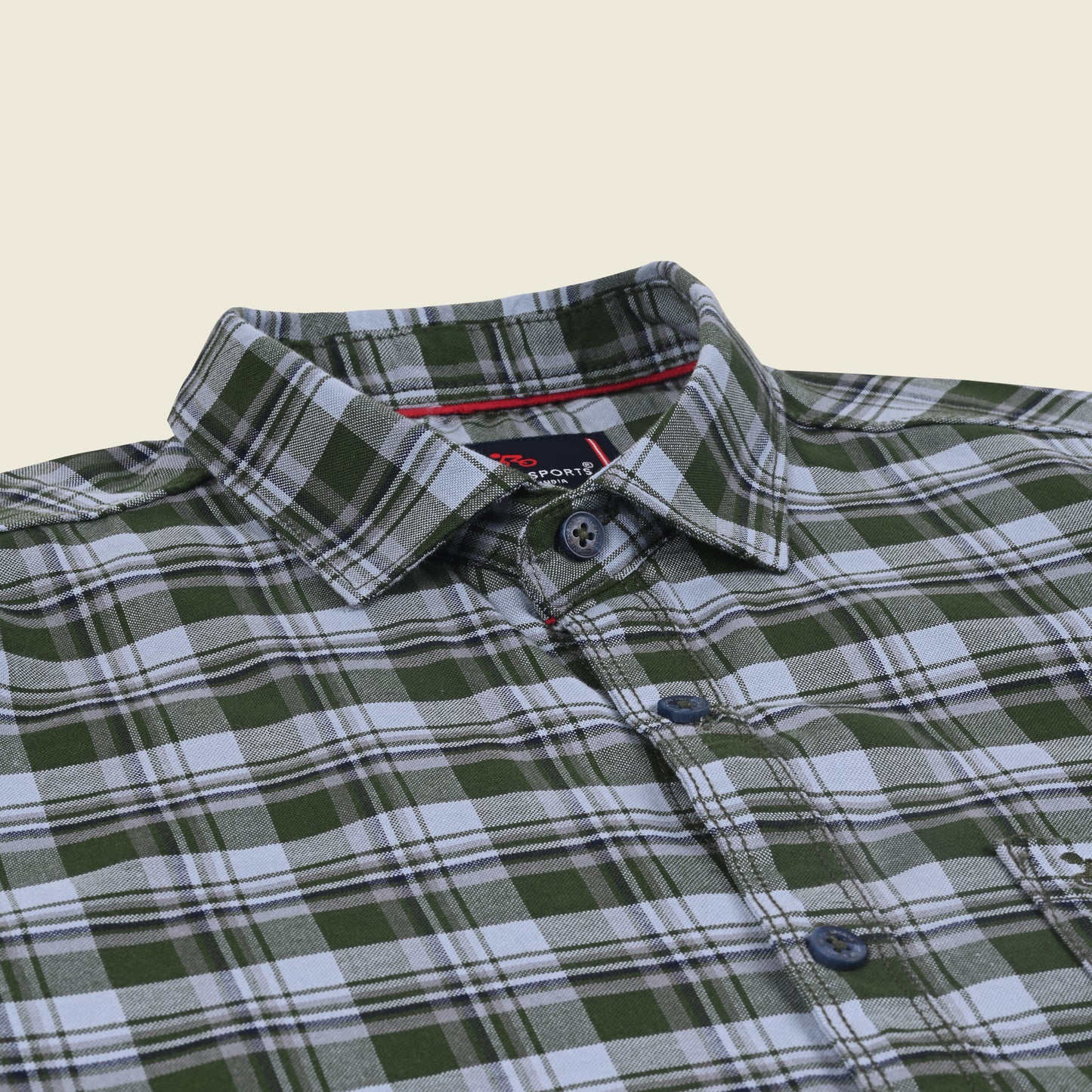 Men’s Cotton Blend Checkered Shirt with Long Sleeves