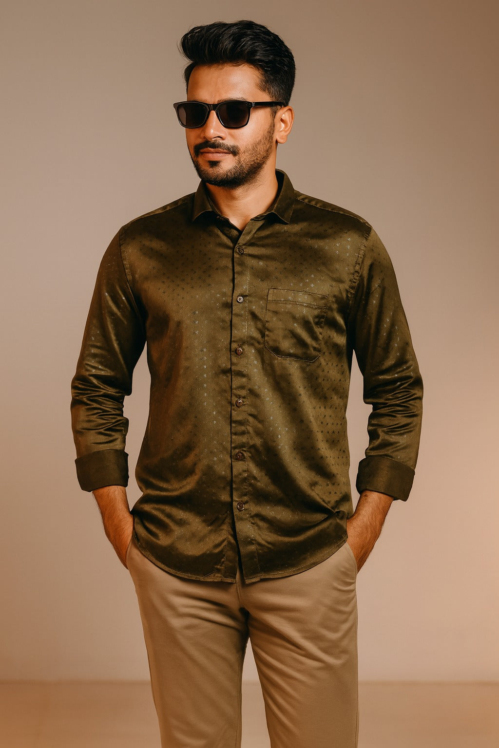 Men’s Printed Cotton Blend Shirt with Full Sleeves