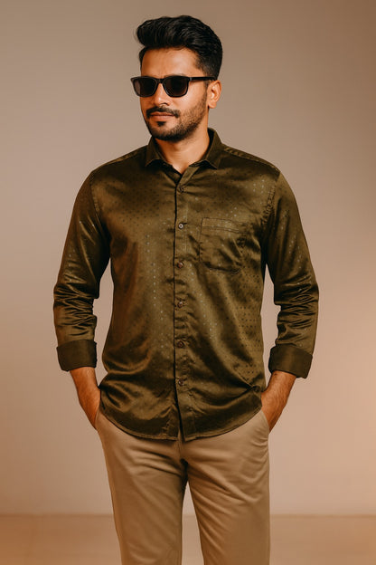 Men’s Printed Cotton Blend Shirt with Full Sleeves