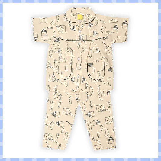 Unisex Printed Top and Bottom Pyjamas Night Dress