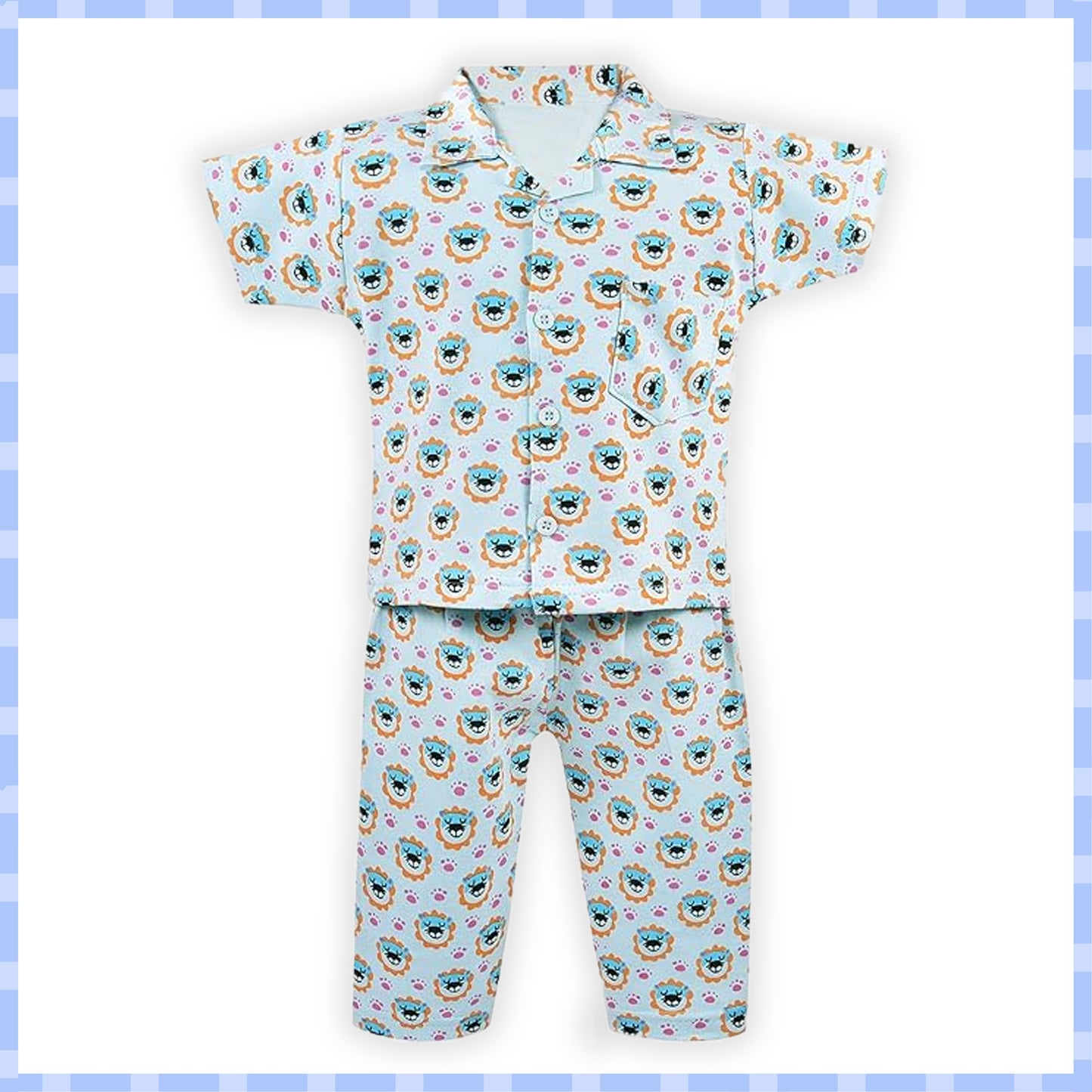 Unisex Printed Top and Bottom Pyjamas Night Dress