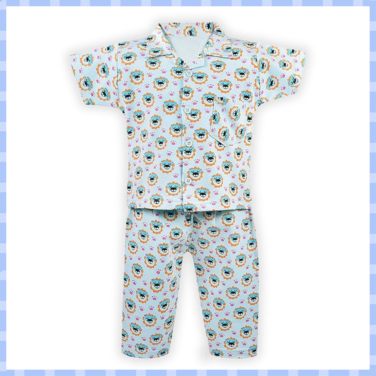 Unisex Printed Top and Bottom Pyjamas Night Dress