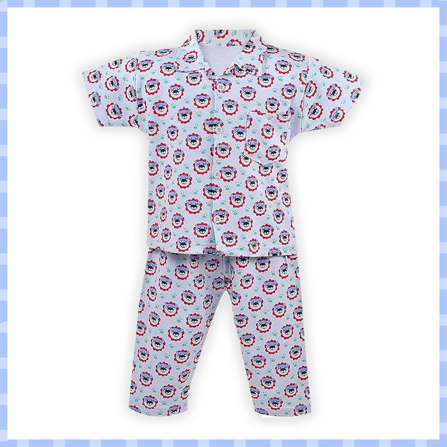 Unisex Printed Top and Bottom Pyjamas Night Dress