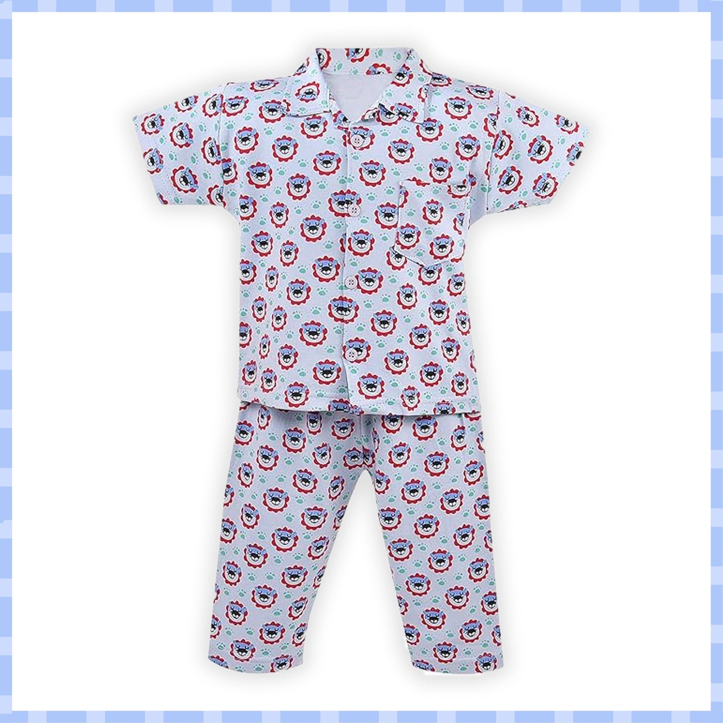 Unisex Printed Top and Bottom Pyjamas Night Dress