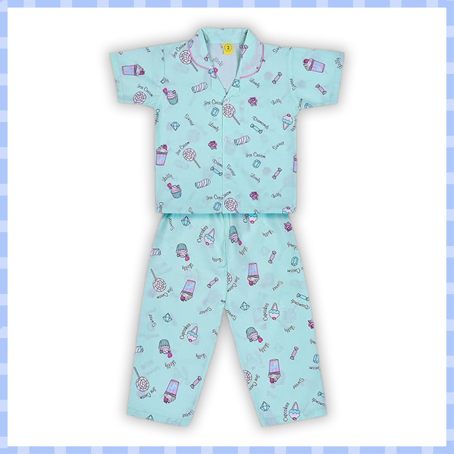 Unisex Printed Top and Bottom Pyjamas Night Dress