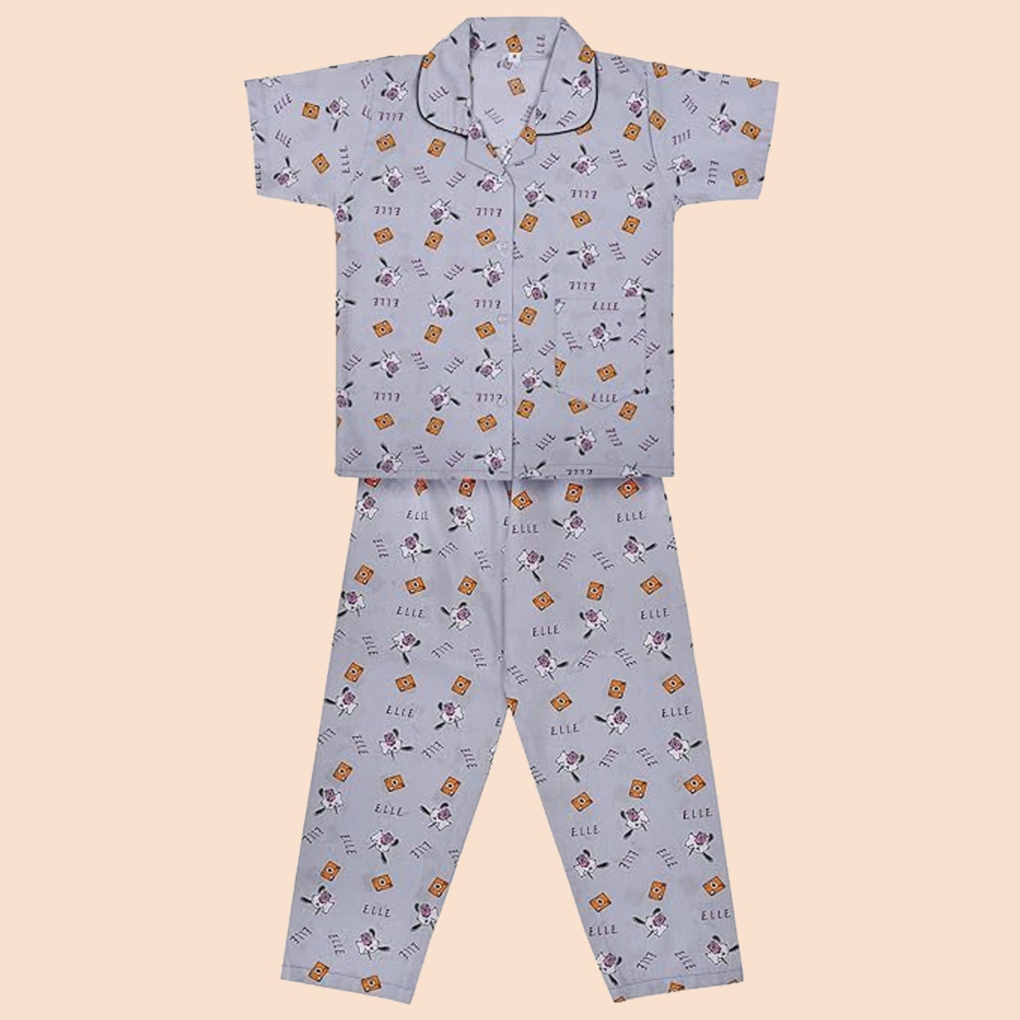 Unisex Printed Top and Bottom Pyjamas Night Dress