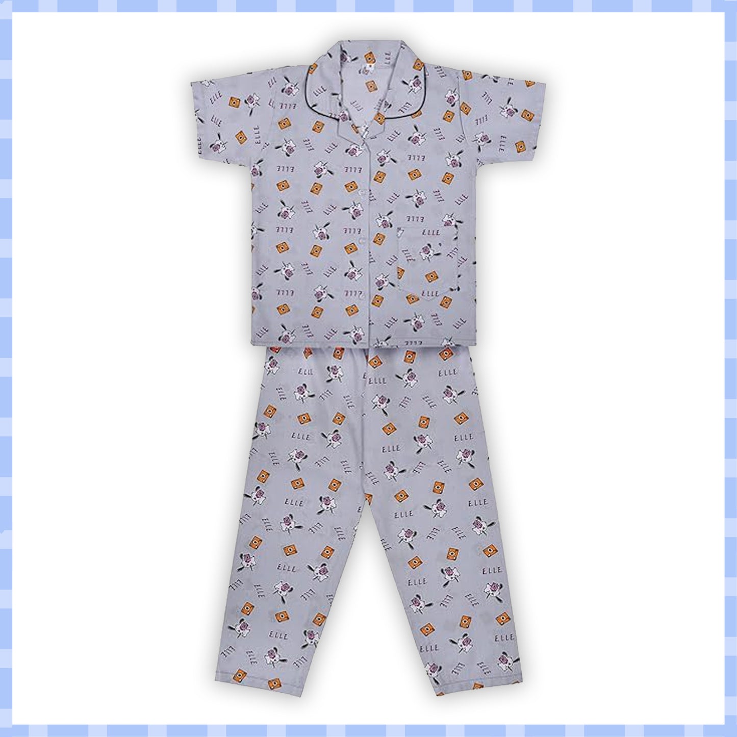 Unisex Printed Top and Bottom Pyjamas Night Dress