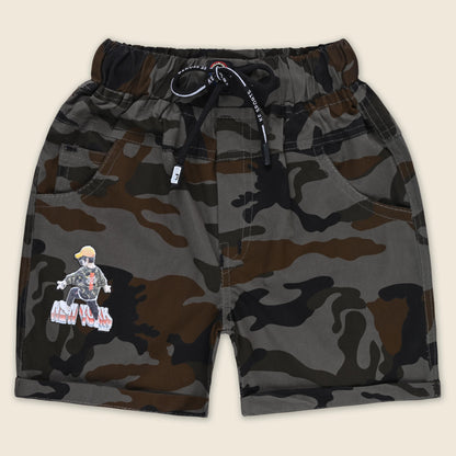 Boys Cotton Army Print Cargo Summer Shorts Combo