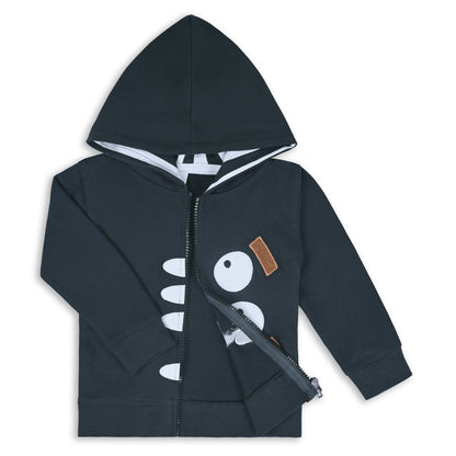 Wishkaro Unisex Cotton Applique Full Sleeve Hooded Sweatshirt-T302dgry