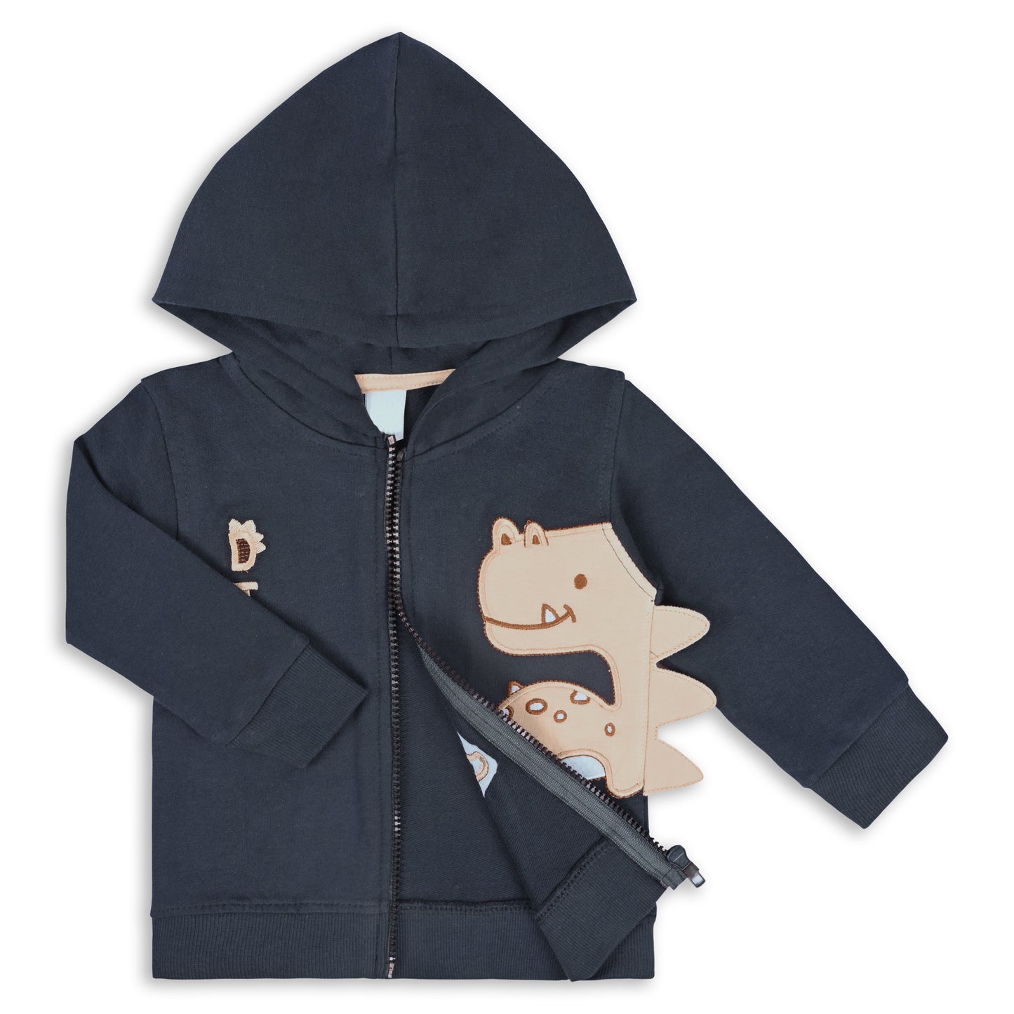 Wishkaro Unisex Cotton Applique Full Sleeve Hooded Sweatshirt-T304dgry