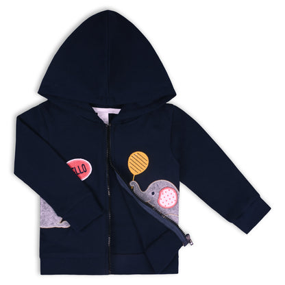 Unisex Cotton Applique Full Sleeve Hooded Sweatshirt-T305nb