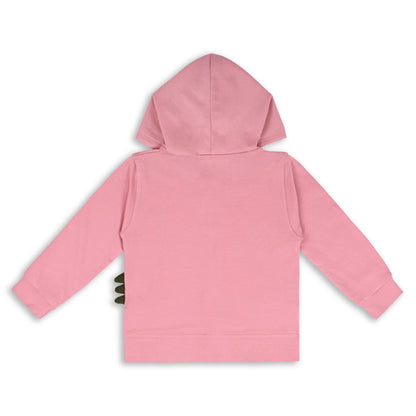 Unisex Cotton Applique Full Sleeve Hooded Sweatshirt-T306pnk