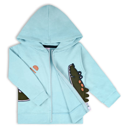 Unisex Cotton Applique Full Sleeve Hooded Sweatshirt-T306sb