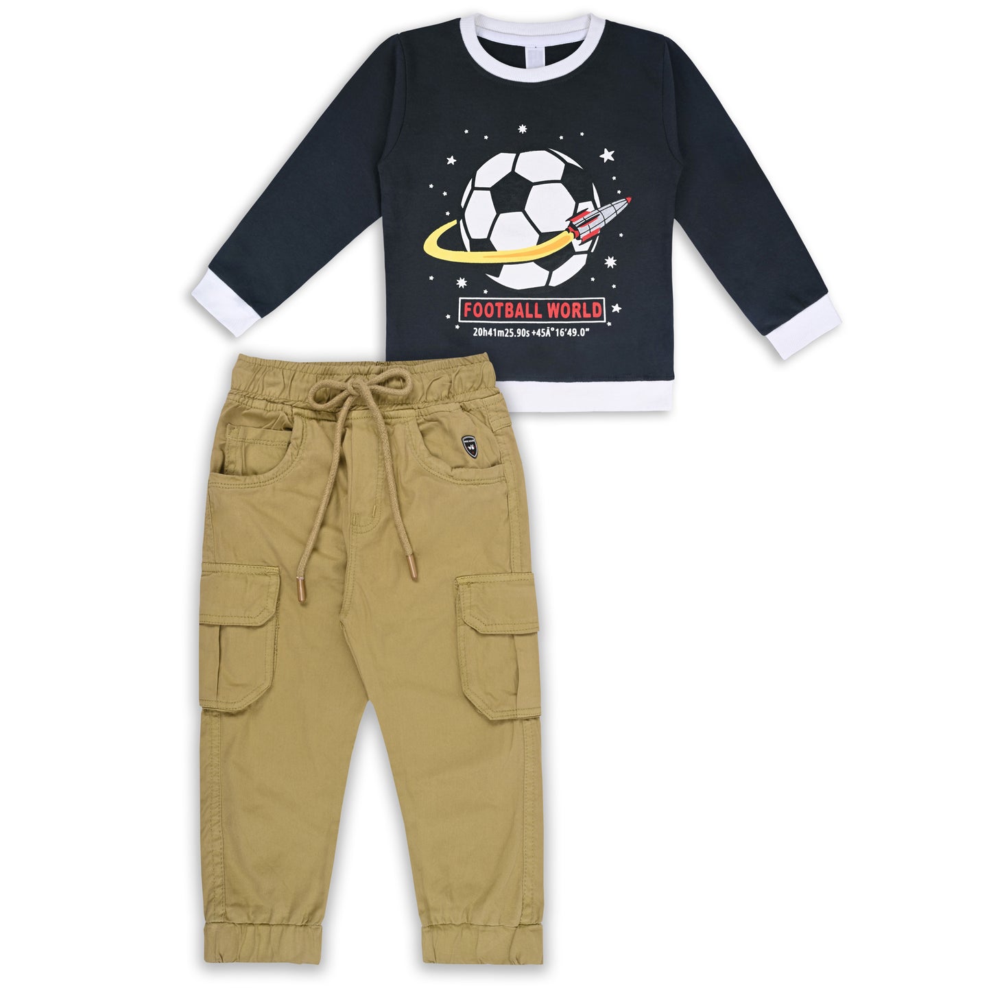 Boys Hosiery T-Shirt & Denim Cargo Jeans Set – Football World Print