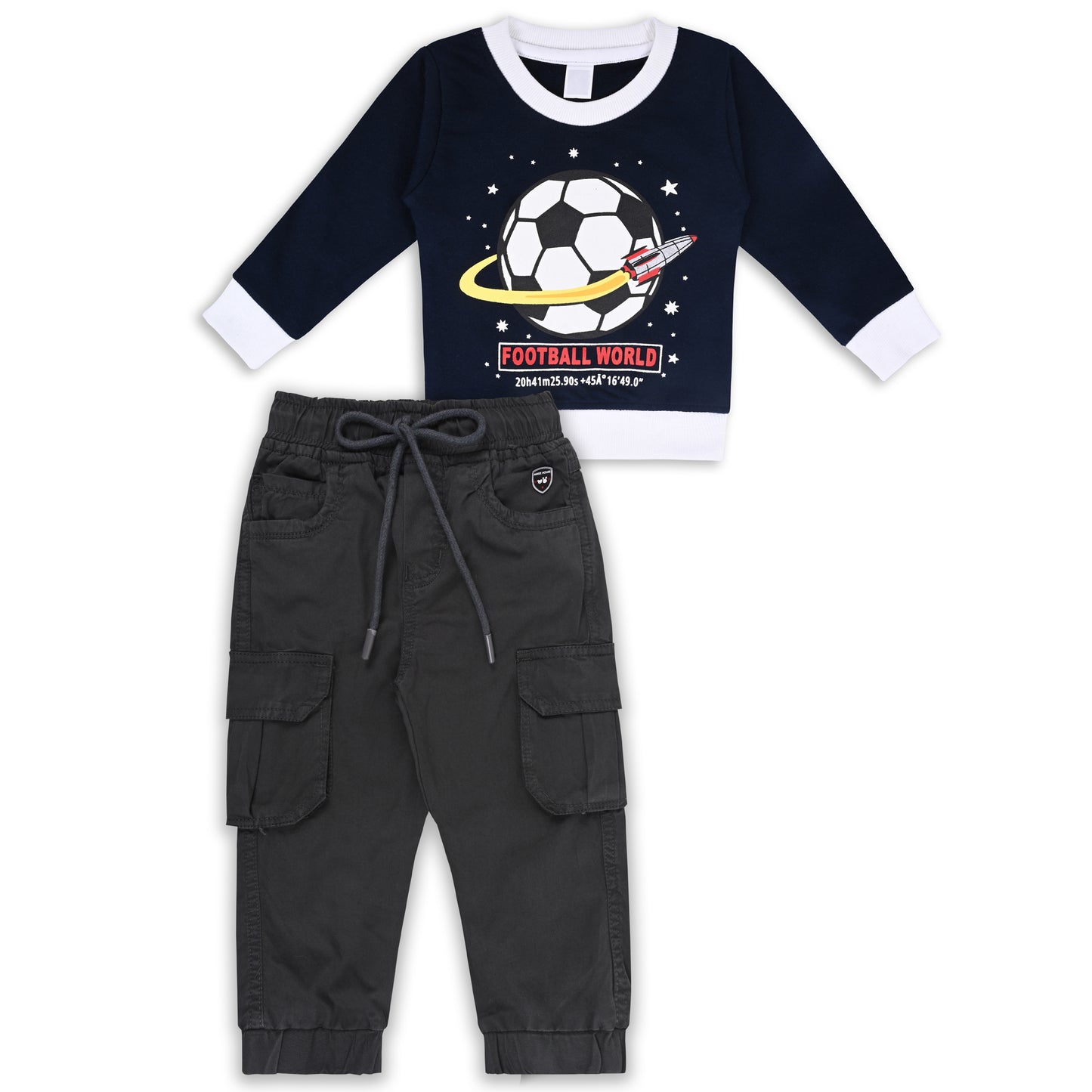 Boys Hosiery T-Shirt & Denim Cargo Jeans Set – Football World Print