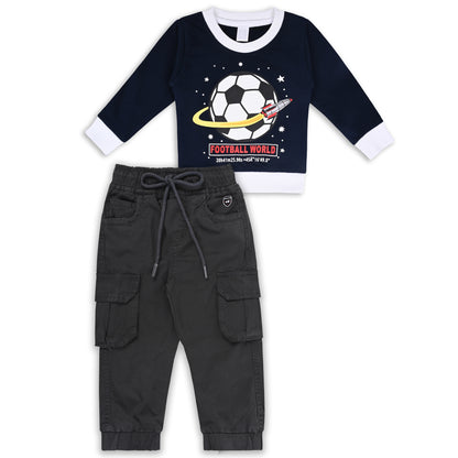 Boys Hosiery T-Shirt & Denim Cargo Jeans Set – Football World Print