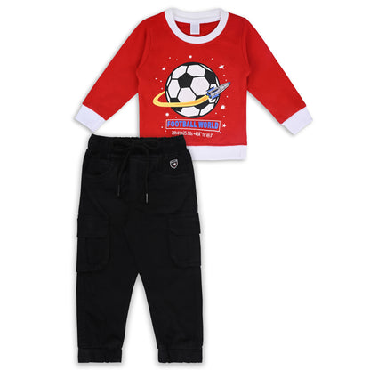 Boys Hosiery T-Shirt & Denim Cargo Jeans Set – Football World Print