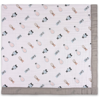 Infants Grey Printed Muslin Blanket