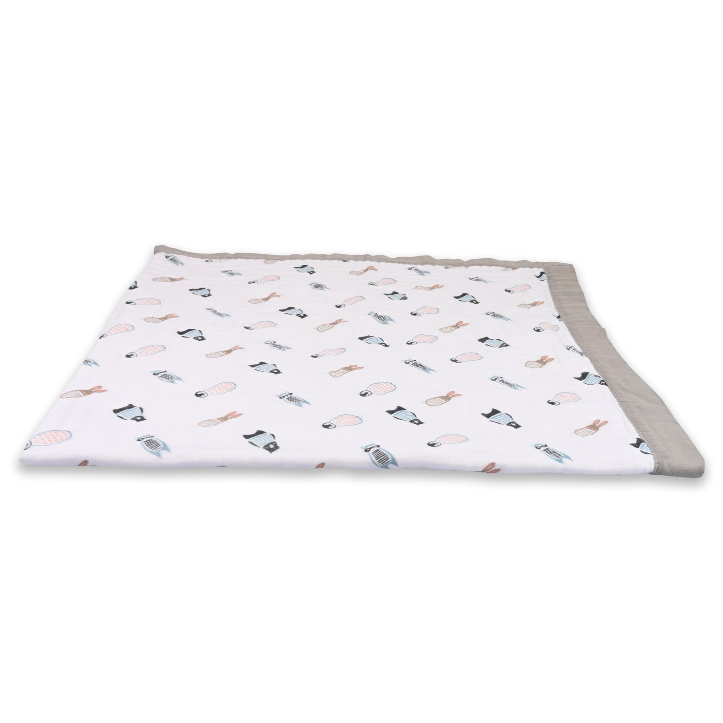Infants Grey Printed Muslin Blanket