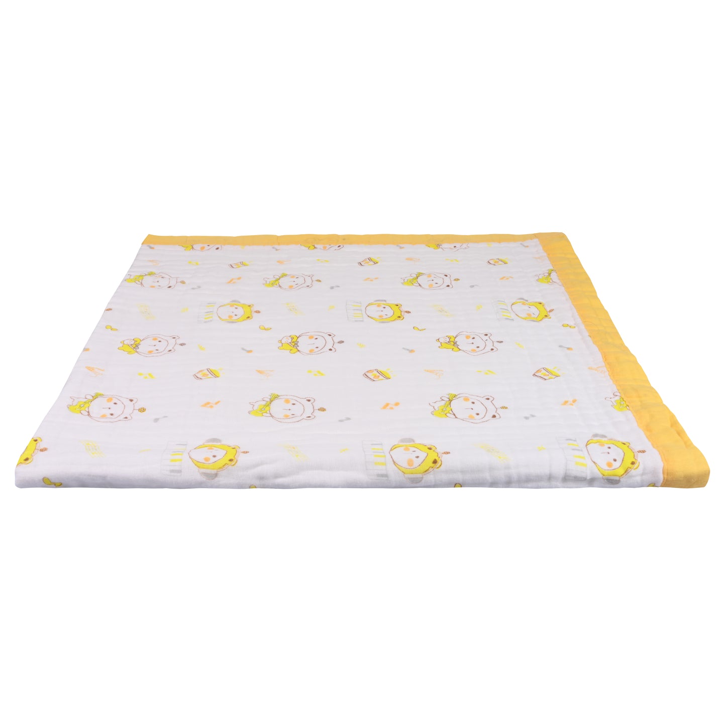 Infants Musted Yellow Printed Muslin Blanket
