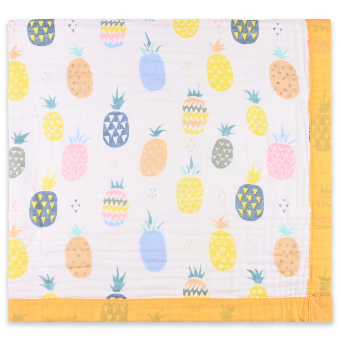Infants Musted Yellow Printed Muslin Blanket