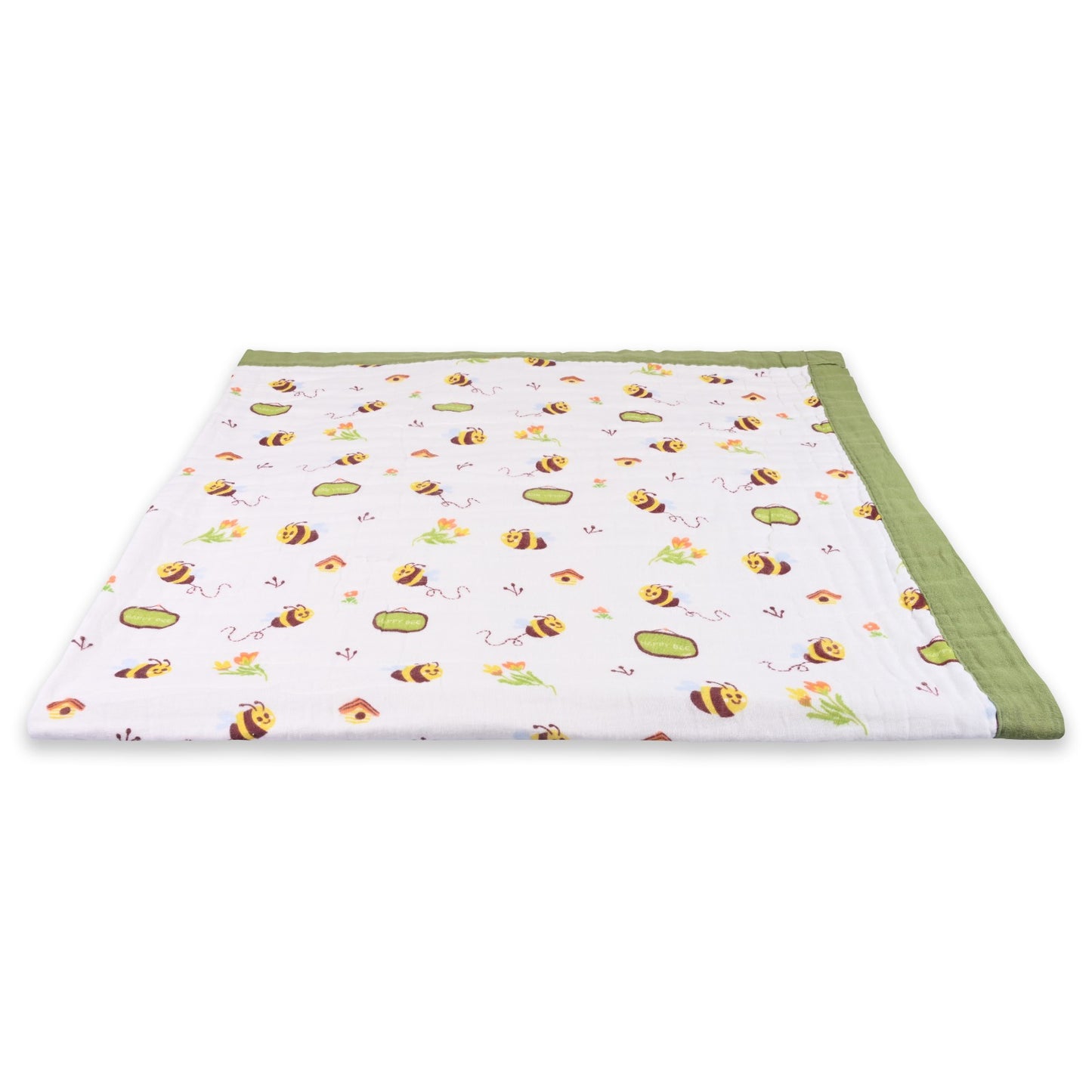 Infants Green Printed Muslin Blanket