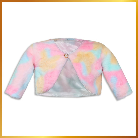 Stylish Premium Girls Multi-Color Fur Shrug Jacket |  Baby Girls Winter & Christmas Party Jacket