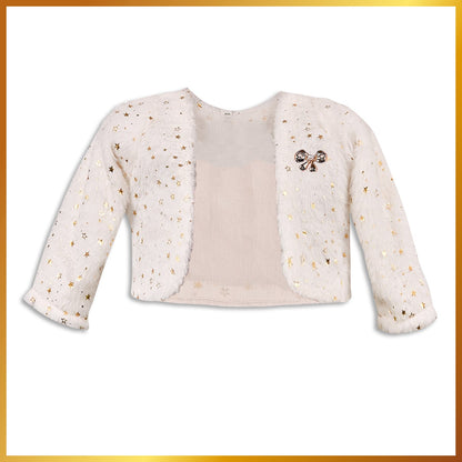 Stylish Premium Girls White Fur Shrug | Baby Girls Winter & Christmas Party Jacket