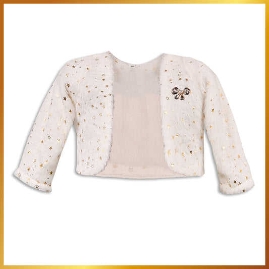 Stylish Premium Girls White Fur Shrug | Baby Girls Winter & Christmas Party Jacket