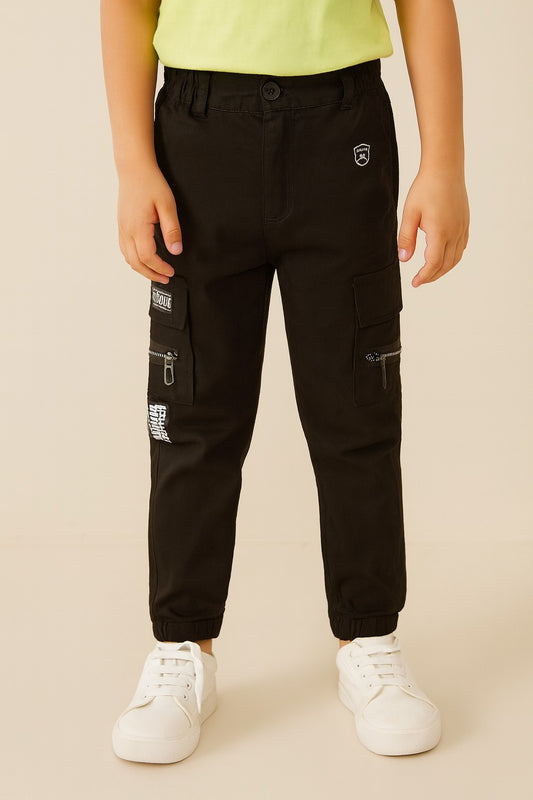 Boys Cotton Printed Cargo Trousers