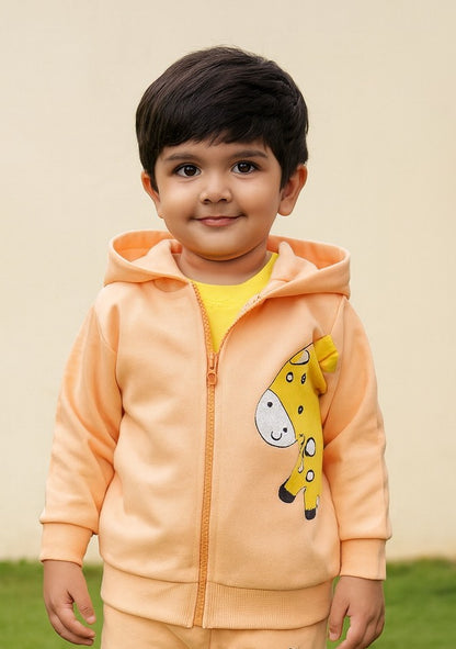 Wishkaro Unisex Cotton Applique Full Sleeve Hooded Sweatshirt