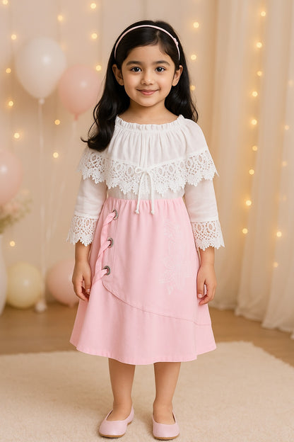 Girls Lace Cape Style Casual Dress