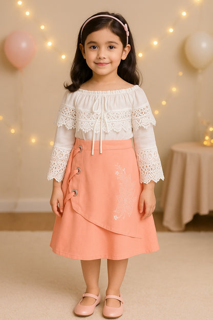 Girls Lace Cape Style Casual Dress