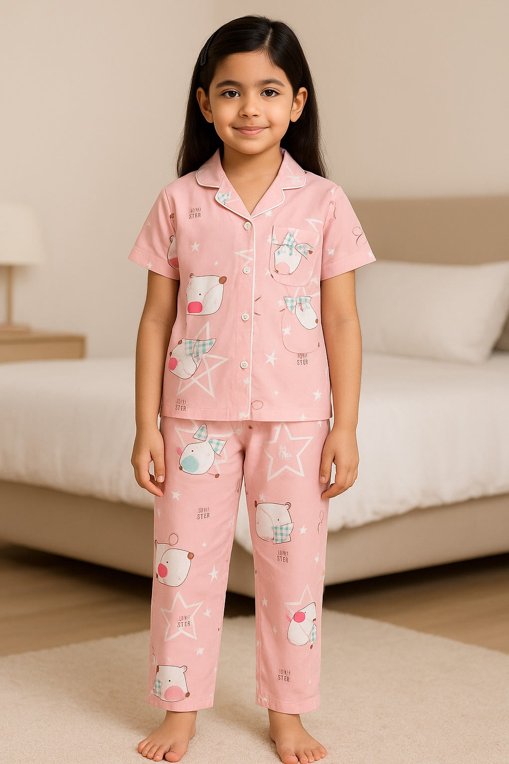 Unisex Printed Top and Bottom Pyjamas Night Dress