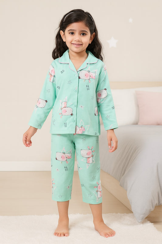 Unisex Printed Top and Bottom Pyjamas Night Dress