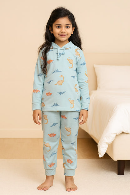 Boys Cartoon Print Hoodie and Trouser Set