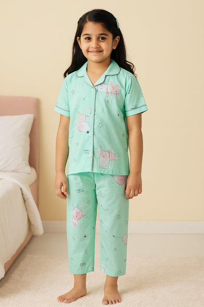 Unisex Printed Top and Bottom Pyjamas Night Dress