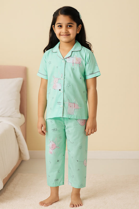 Unisex Printed Top and Bottom Pyjamas Night Dress
