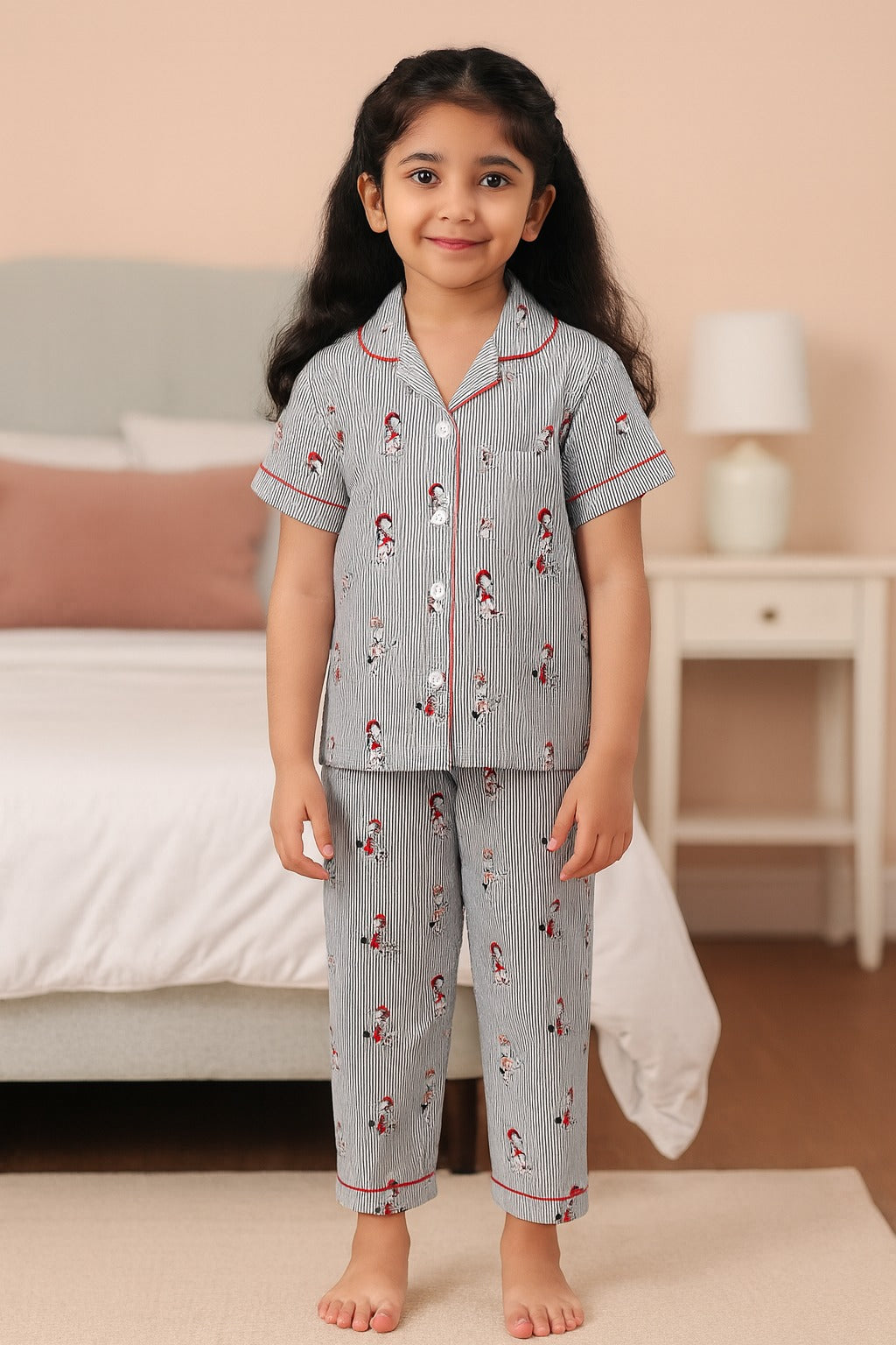 Unisex Printed Top and Bottom Pyjamas Night Dress