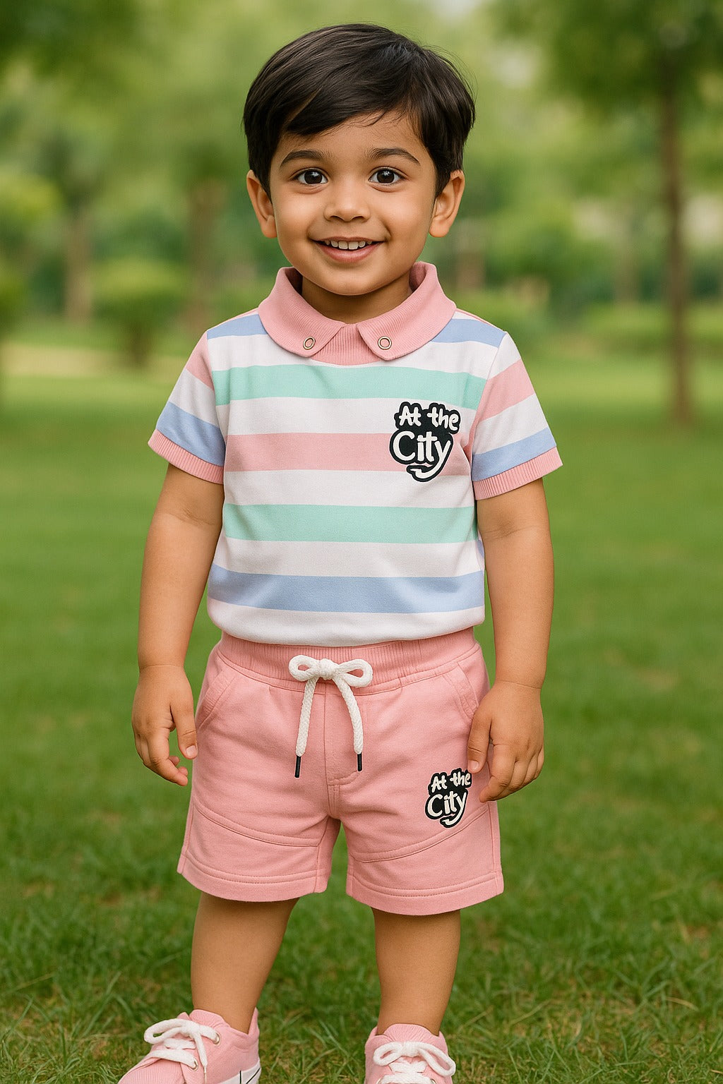 Boys Printed Cotton T-Shirt and Shorts Set