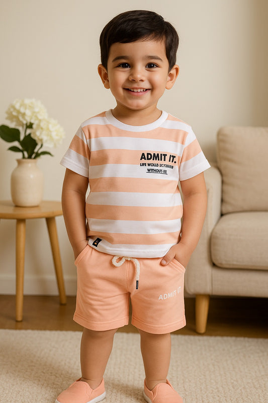 Boys Printed Cotton T-Shirt and Shorts Set