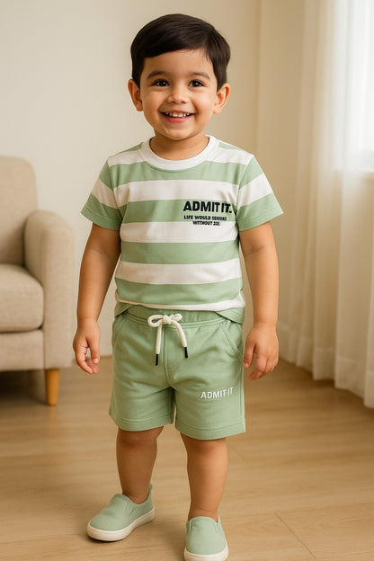 Boys Printed Cotton T-Shirt and Shorts Set
