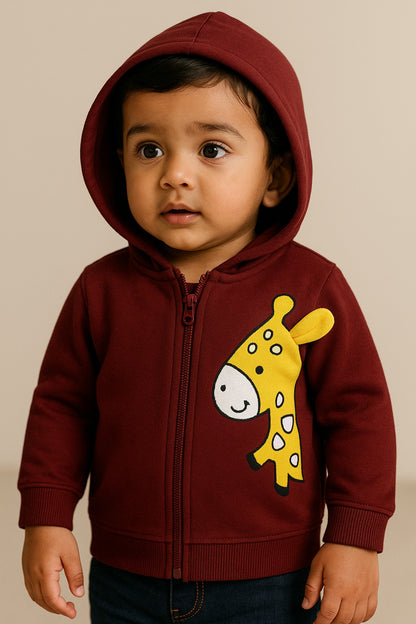 Wishkaro Unisex Cotton Applique Full Sleeve Hooded Sweatshirt
