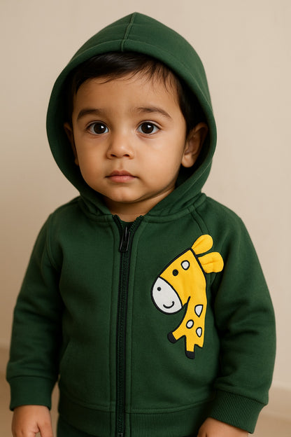 Wishkaro Unisex Cotton Applique Full Sleeve Hooded Sweatshirt