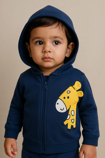 Wishkaro Unisex Cotton Applique Full Sleeve Hooded Sweatshirt