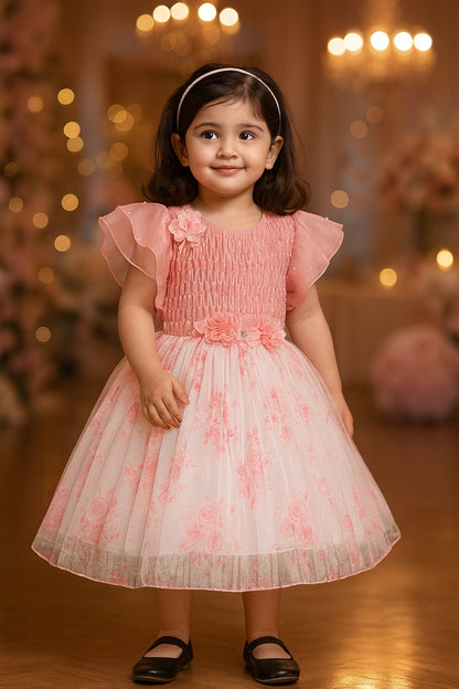 Girls Floral Print Fit and Flare Frock Dress