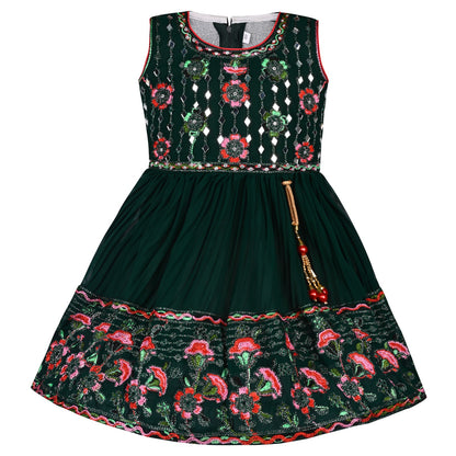 Girls Embroidered Fit and Flare Frock Dress