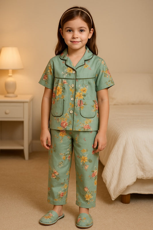 Wish Karo Cotton Nightdress for Boys & Girls-(ND12grn)