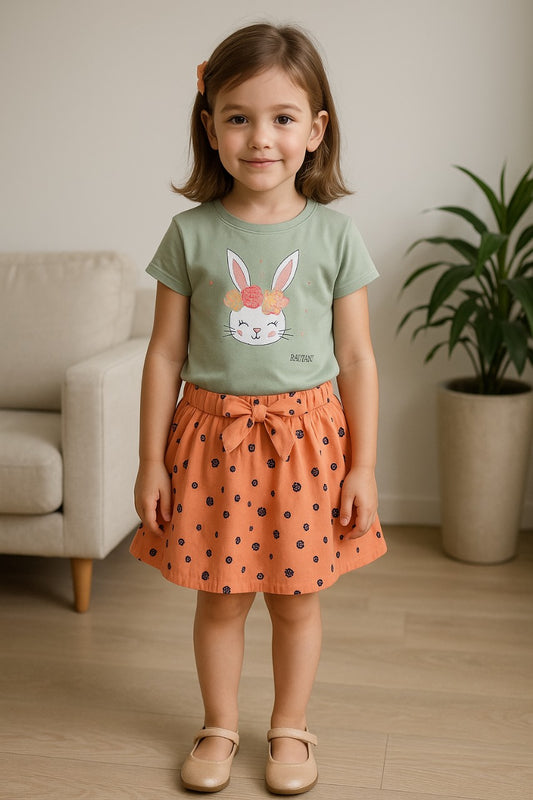 Baby Girls Graphic Print Top and Skirt Clothing Set