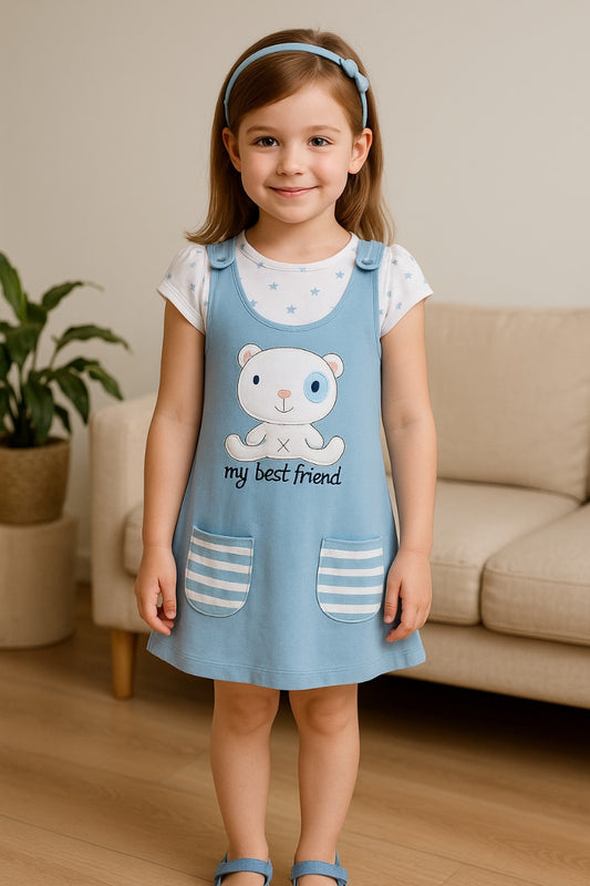 Girls Polka Print Fit and Flare Cap Sleeve Frock Dress